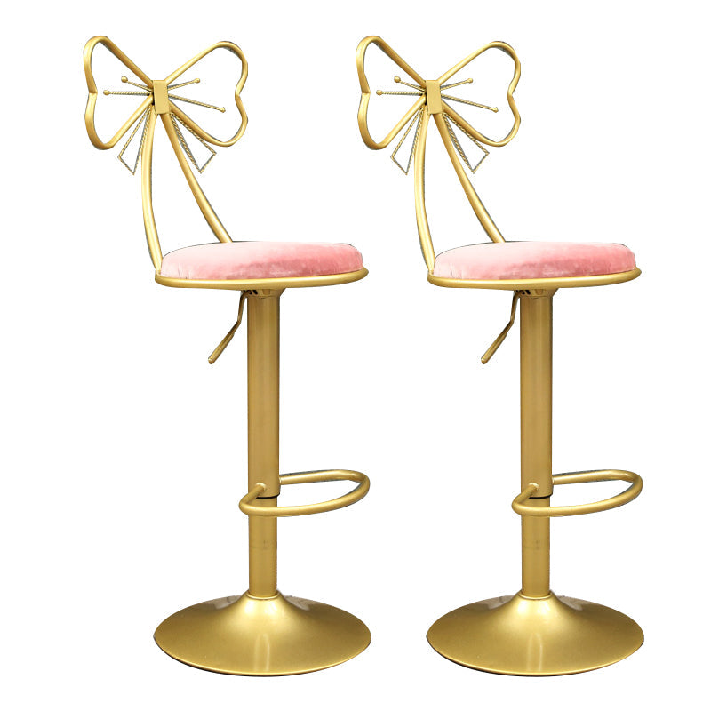 Glam Style Armless Counter Stool Upholstered Adjustable Height Bar Stool Pink 2 Piece Set Clearhalo 'Bar Furniture' 'Bar Stools' 'bar_stools' 'furn' 'furn_bar_stools' 'Furniture' 'Kitchen & Dining Furniture' 6288627