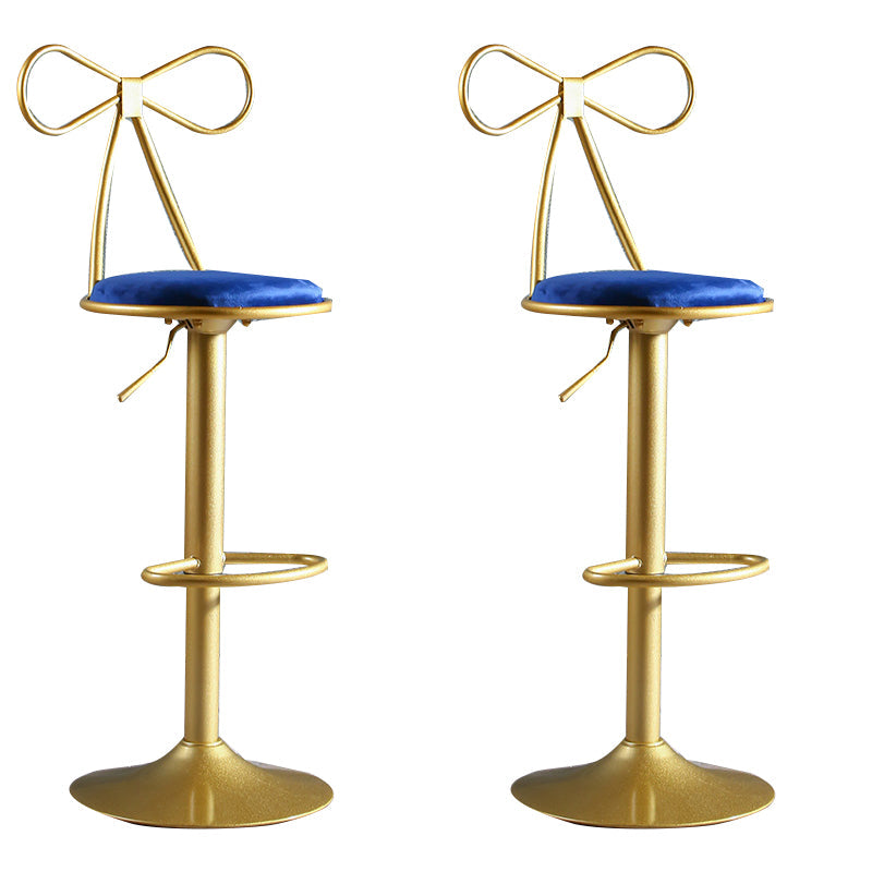 Glam Style Armless Counter Stool Upholstered Adjustable Height Bar Stool Blue 2 Piece Set Clearhalo 'Bar Furniture' 'Bar Stools' 'bar_stools' 'furn' 'furn_bar_stools' 'Furniture' 'Kitchen & Dining Furniture' 6288628