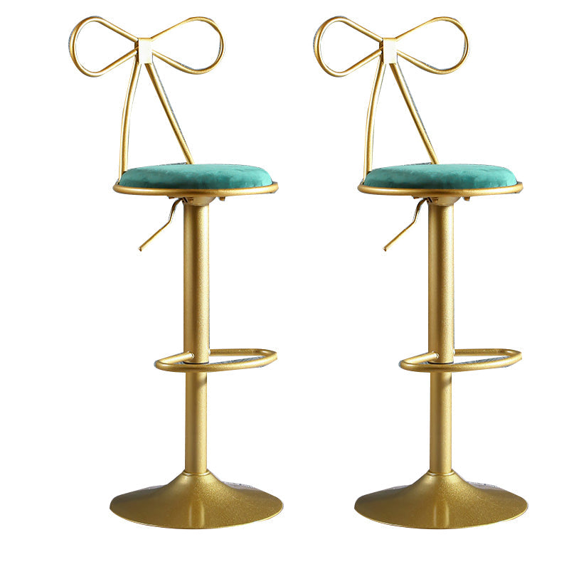 Glam Style Armless Counter Stool Upholstered Adjustable Height Bar Stool Green 2 Piece Set Clearhalo 'Bar Furniture' 'Bar Stools' 'bar_stools' 'furn' 'furn_bar_stools' 'Furniture' 'Kitchen & Dining Furniture' 6288629