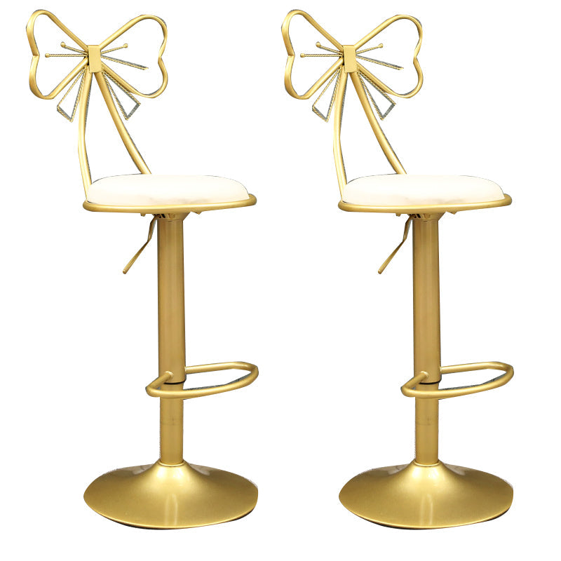 Glam Style Armless Counter Stool Upholstered Adjustable Height Bar Stool Textured White 2 Piece Set Clearhalo 'Bar Furniture' 'Bar Stools' 'bar_stools' 'furn' 'furn_bar_stools' 'Furniture' 'Kitchen & Dining Furniture' 6288630