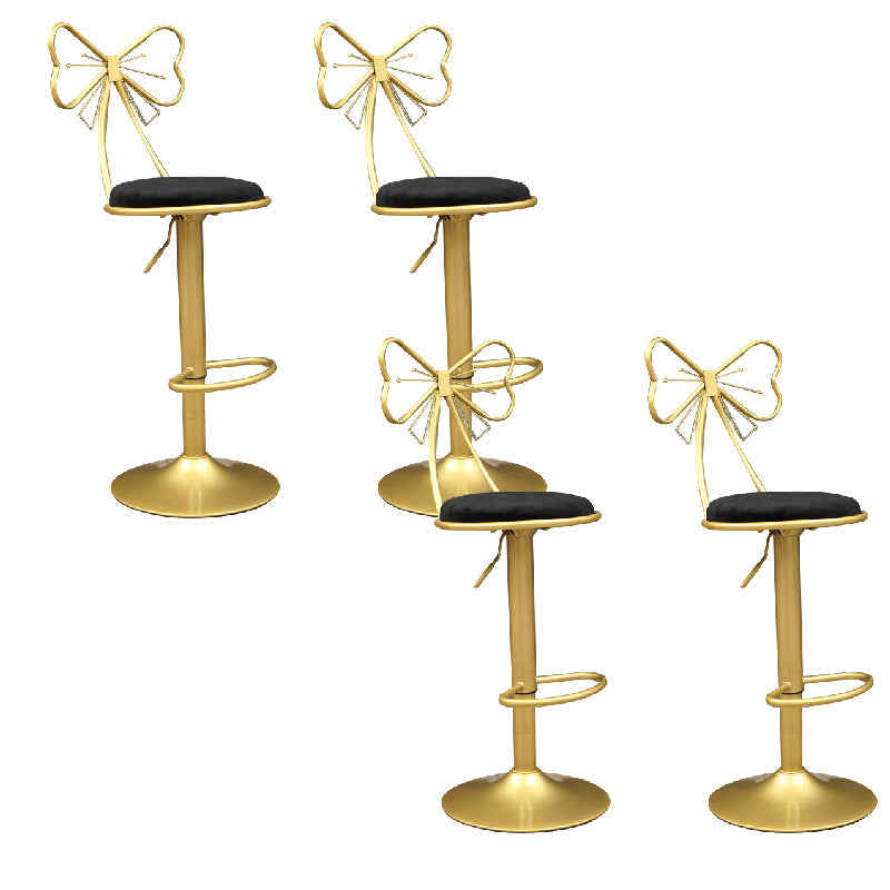 Glam Style Armless Counter Stool Upholstered Adjustable Height Bar Stool Black 4 Piece Set Clearhalo 'Bar Furniture' 'Bar Stools' 'bar_stools' 'furn' 'furn_bar_stools' 'Furniture' 'Kitchen & Dining Furniture' 6288633