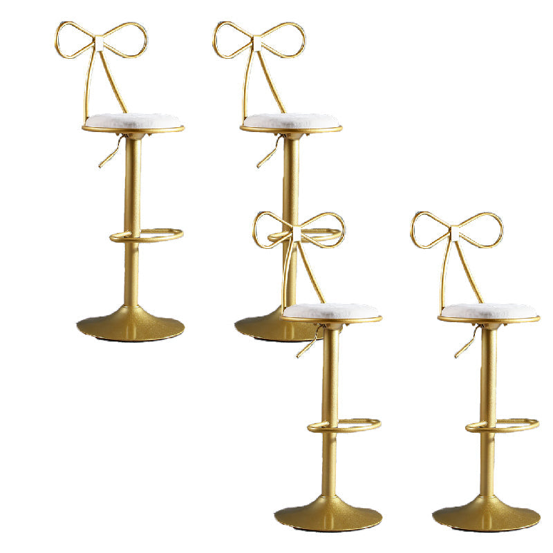 Glam Style Armless Counter Stool Upholstered Adjustable Height Bar Stool White 4 Piece Set Clearhalo 'Bar Furniture' 'Bar Stools' 'bar_stools' 'furn' 'furn_bar_stools' 'Furniture' 'Kitchen & Dining Furniture' 6288634