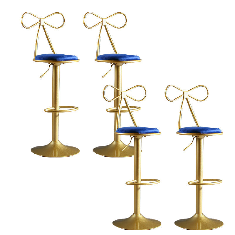 Glam Style Armless Counter Stool Upholstered Adjustable Height Bar Stool Blue 4 Piece Set Clearhalo 'Bar Furniture' 'Bar Stools' 'bar_stools' 'furn' 'furn_bar_stools' 'Furniture' 'Kitchen & Dining Furniture' 6288635