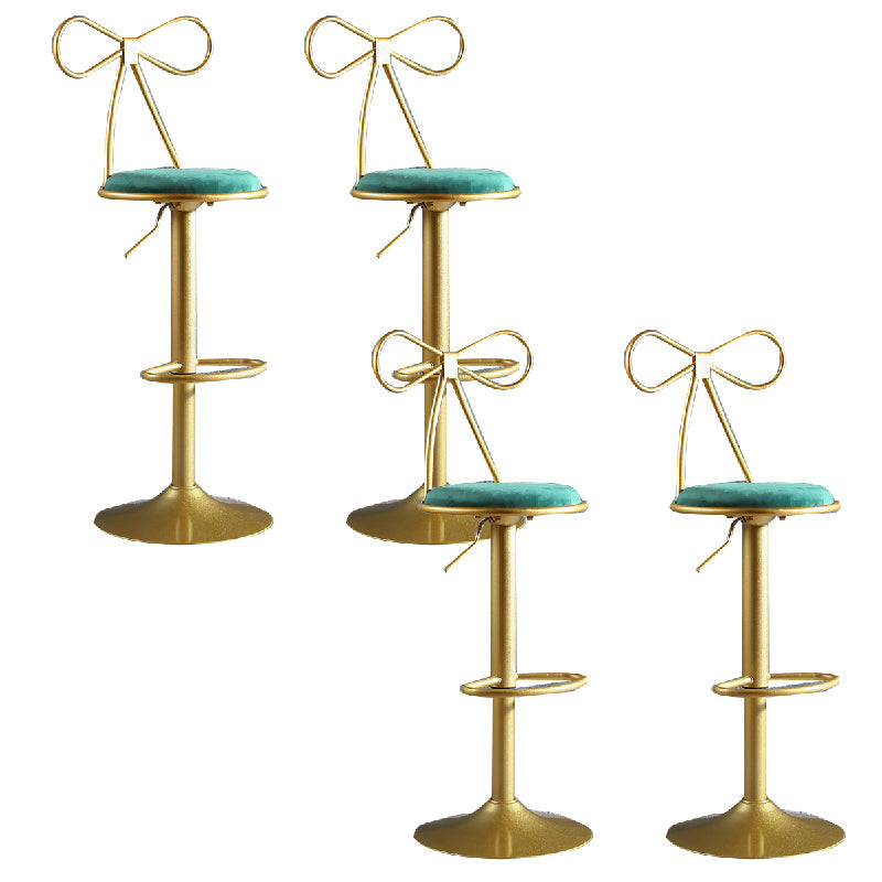 Glam Style Armless Counter Stool Upholstered Adjustable Height Bar Stool Green 4 Piece Set Clearhalo 'Bar Furniture' 'Bar Stools' 'bar_stools' 'furn' 'furn_bar_stools' 'Furniture' 'Kitchen & Dining Furniture' 6288636