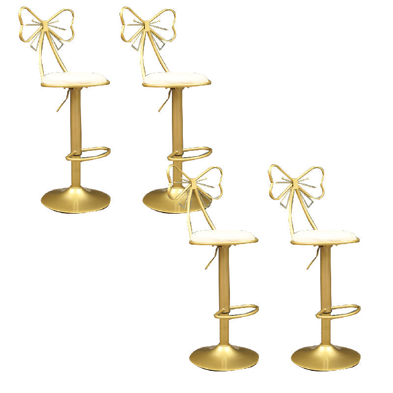 Glam Style Armless Counter Stool Upholstered Adjustable Height Bar Stool Textured White 4 Piece Set Clearhalo 'Bar Furniture' 'Bar Stools' 'bar_stools' 'furn' 'furn_bar_stools' 'Furniture' 'Kitchen & Dining Furniture' 6288637