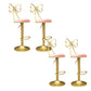 Glam Style Armless Counter Stool Upholstered Adjustable Height Bar Stool Pearl Pink 4 Piece Set Clearhalo 'Bar Furniture' 'Bar Stools' 'bar_stools' 'furn' 'furn_bar_stools' 'Furniture' 'Kitchen & Dining Furniture' 6288638