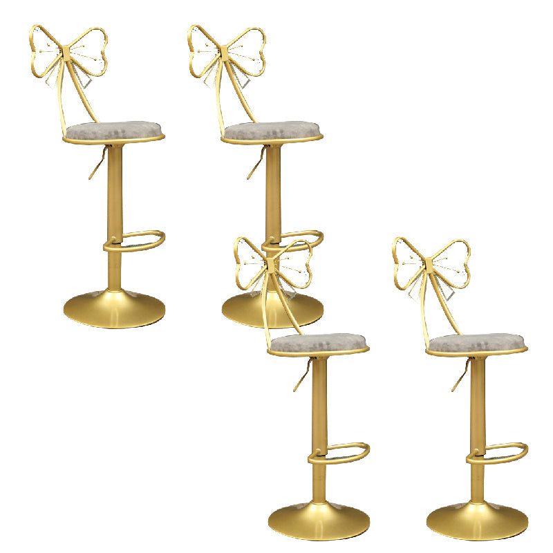 Glam Style Armless Counter Stool Upholstered Adjustable Height Bar Stool Grey 4 Piece Set Clearhalo 'Bar Furniture' 'Bar Stools' 'bar_stools' 'furn' 'furn_bar_stools' 'Furniture' 'Kitchen & Dining Furniture' 6288639