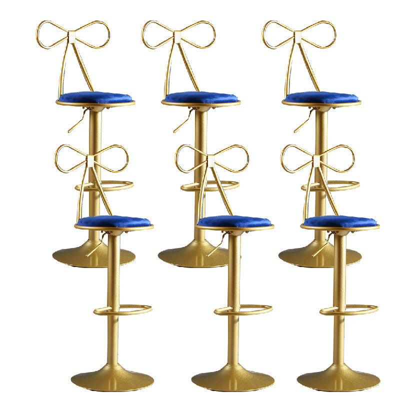 Glam Style Armless Counter Stool Upholstered Adjustable Height Bar Stool Blue 6 Piece Set Clearhalo 'Bar Furniture' 'Bar Stools' 'bar_stools' 'furn' 'furn_bar_stools' 'Furniture' 'Kitchen & Dining Furniture' 6288640