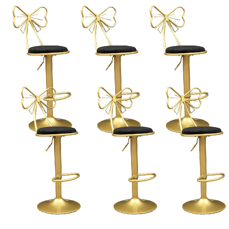 Glam Style Armless Counter Stool Upholstered Adjustable Height Bar Stool Black 6 Piece Set Clearhalo 'Bar Furniture' 'Bar Stools' 'bar_stools' 'furn' 'furn_bar_stools' 'Furniture' 'Kitchen & Dining Furniture' 6288641