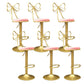 Glam Style Armless Counter Stool Upholstered Adjustable Height Bar Stool Pink 6 Piece Set Clearhalo 'Bar Furniture' 'Bar Stools' 'bar_stools' 'furn' 'furn_bar_stools' 'Furniture' 'Kitchen & Dining Furniture' 6288642