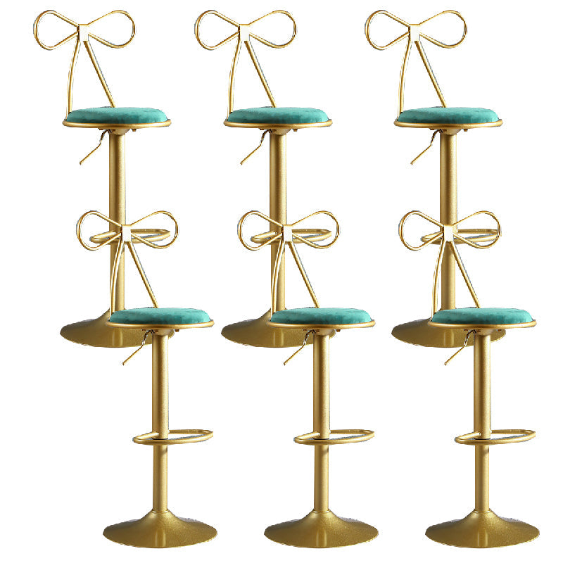 Glam Style Armless Counter Stool Upholstered Adjustable Height Bar Stool Green 6 Piece Set Clearhalo 'Bar Furniture' 'Bar Stools' 'bar_stools' 'furn' 'furn_bar_stools' 'Furniture' 'Kitchen & Dining Furniture' 6288643