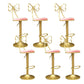 Glam Style Armless Counter Stool Upholstered Adjustable Height Bar Stool Pearl Pink 6 Piece Set Clearhalo 'Bar Furniture' 'Bar Stools' 'bar_stools' 'furn' 'furn_bar_stools' 'Furniture' 'Kitchen & Dining Furniture' 6288645