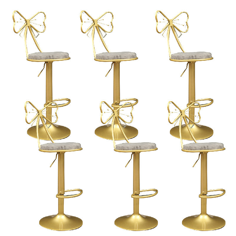 Glam Style Armless Counter Stool Upholstered Adjustable Height Bar Stool Grey 6 Piece Set Clearhalo 'Bar Furniture' 'Bar Stools' 'bar_stools' 'furn' 'furn_bar_stools' 'Furniture' 'Kitchen & Dining Furniture' 6288646