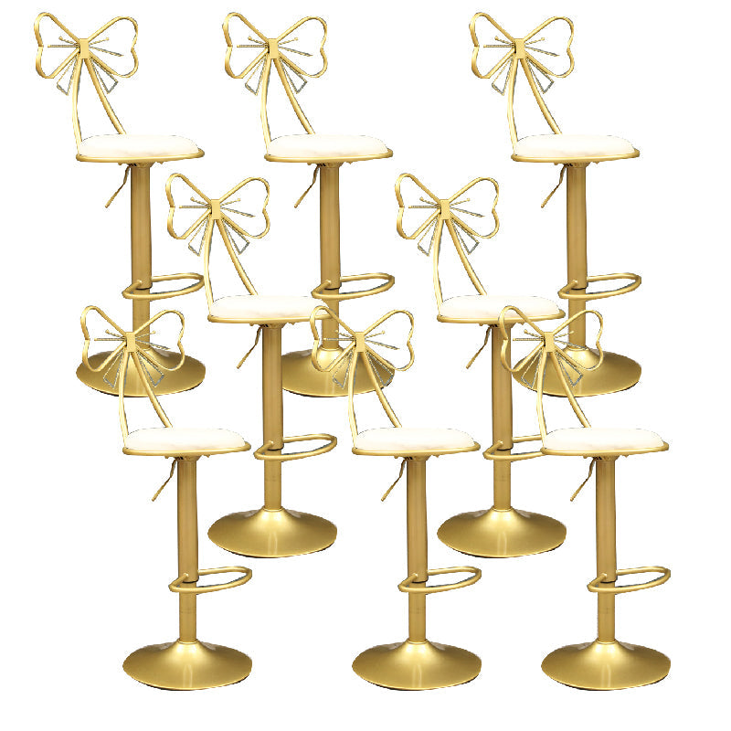 Glam Style Armless Counter Stool Upholstered Adjustable Height Bar Stool Textured White 8 Piece Set Clearhalo 'Bar Furniture' 'Bar Stools' 'bar_stools' 'furn' 'furn_bar_stools' 'Furniture' 'Kitchen & Dining Furniture' 6288648