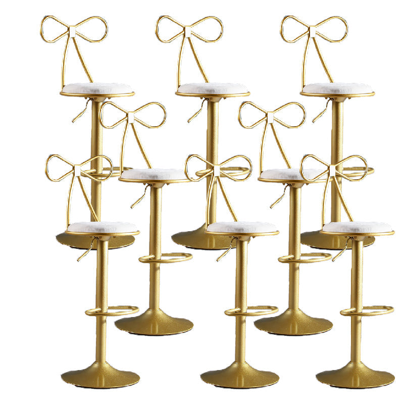 Glam Style Armless Counter Stool Upholstered Adjustable Height Bar Stool White 8 Piece Set Clearhalo 'Bar Furniture' 'Bar Stools' 'bar_stools' 'furn' 'furn_bar_stools' 'Furniture' 'Kitchen & Dining Furniture' 6288650