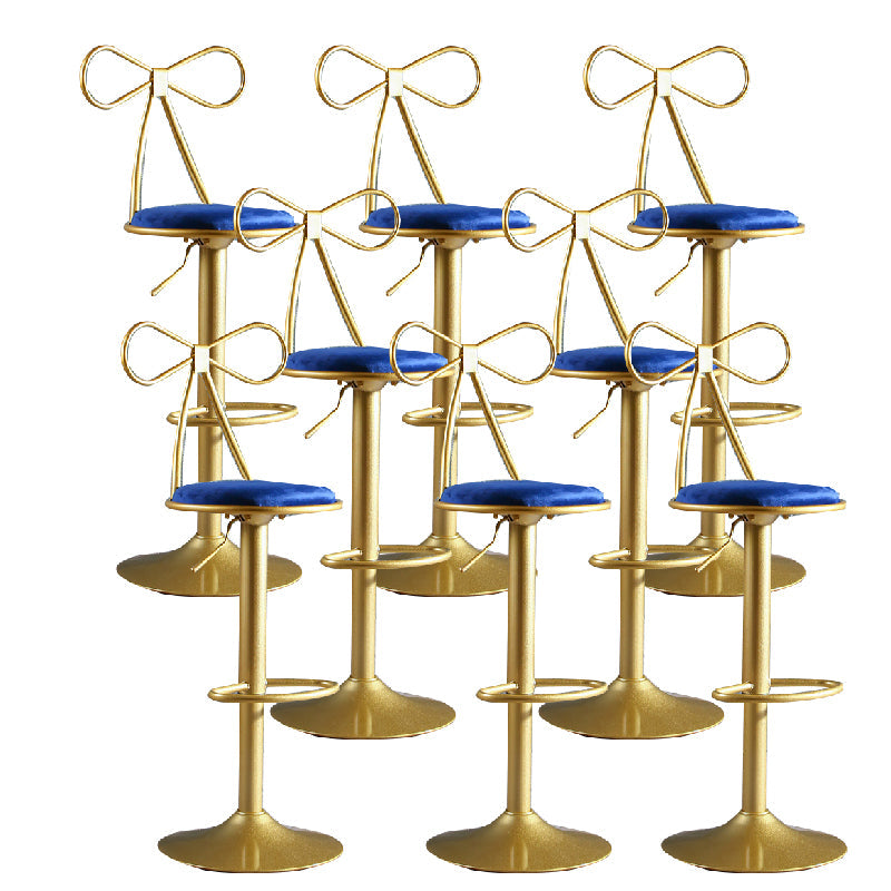 Glam Style Armless Counter Stool Upholstered Adjustable Height Bar Stool Blue 8 Piece Set Clearhalo 'Bar Furniture' 'Bar Stools' 'bar_stools' 'furn' 'furn_bar_stools' 'Furniture' 'Kitchen & Dining Furniture' 6288652