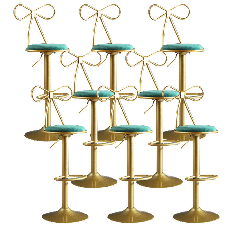 Glam Style Armless Counter Stool Upholstered Adjustable Height Bar Stool Green 8 Piece Set Clearhalo 'Bar Furniture' 'Bar Stools' 'bar_stools' 'furn' 'furn_bar_stools' 'Furniture' 'Kitchen & Dining Furniture' 6288653