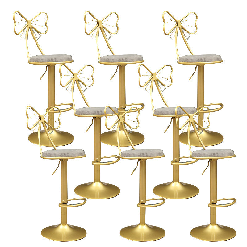 Glam Style Armless Counter Stool Upholstered Adjustable Height Bar Stool Grey 8 Piece Set Clearhalo 'Bar Furniture' 'Bar Stools' 'bar_stools' 'furn' 'furn_bar_stools' 'Furniture' 'Kitchen & Dining Furniture' 6288655