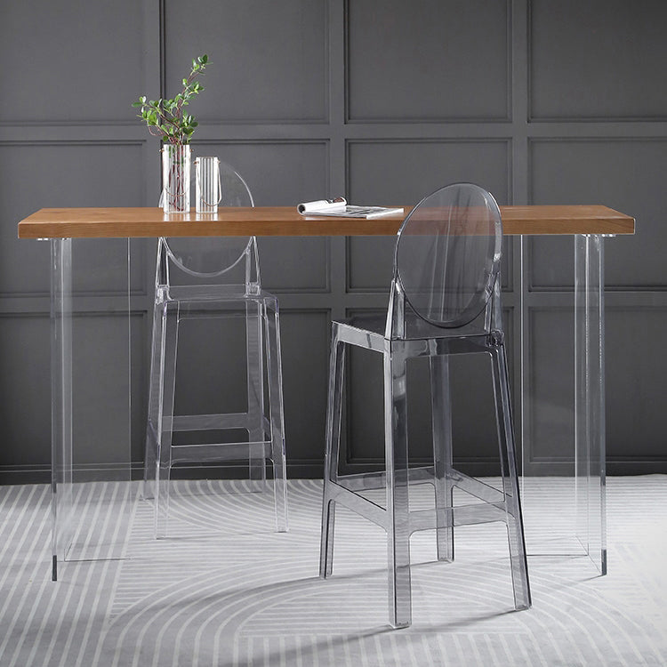 Industrial Backrest Armless Counter High Stool Plastic Bar Stool with 4 Legs