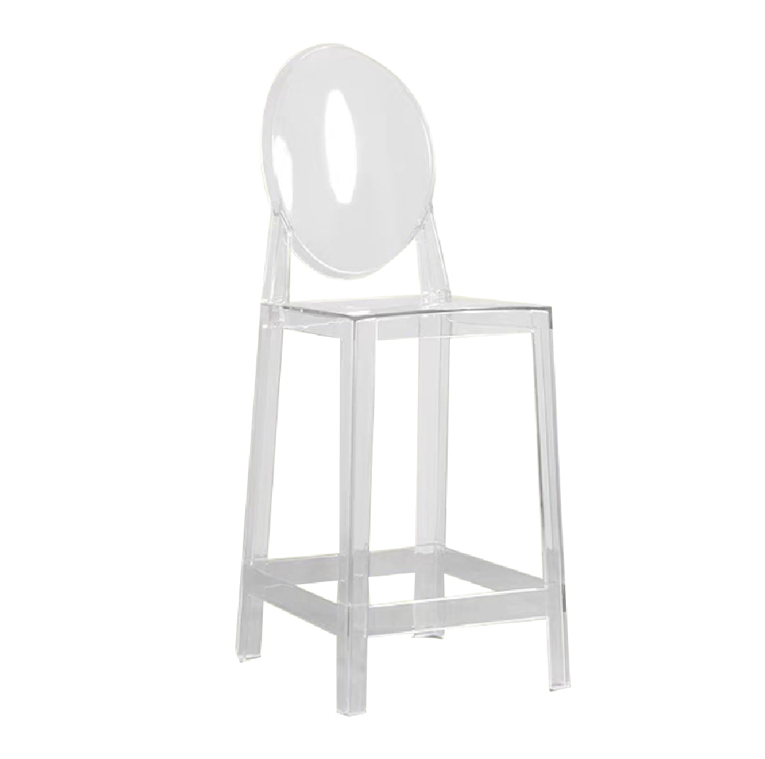 Industrial Backrest Armless Counter High Stool Plastic Bar Stool with 4 Legs
