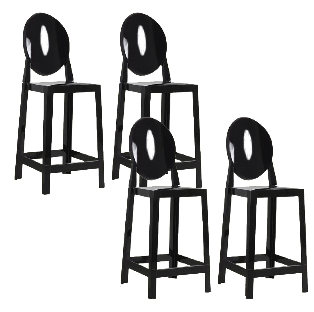 Industrial Backrest Armless Counter High Stool Plastic Bar Stool with 4 Legs