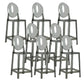 Industrial Backrest Armless Counter High Stool Plastic Bar Stool with 4 Legs