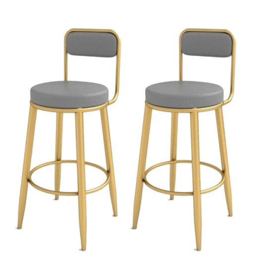 Contemporary Iron Counter Height Stools Low Back Bar Stool for Living Room Gray 2 Piece Set