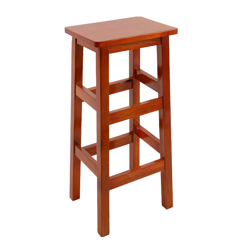 Silla alta sin brazos de madera industrial sin respaldo del taburete del mostrador de madera sólida