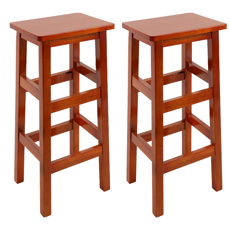 Silla alta sin brazos de madera industrial sin respaldo del taburete del mostrador de madera sólida