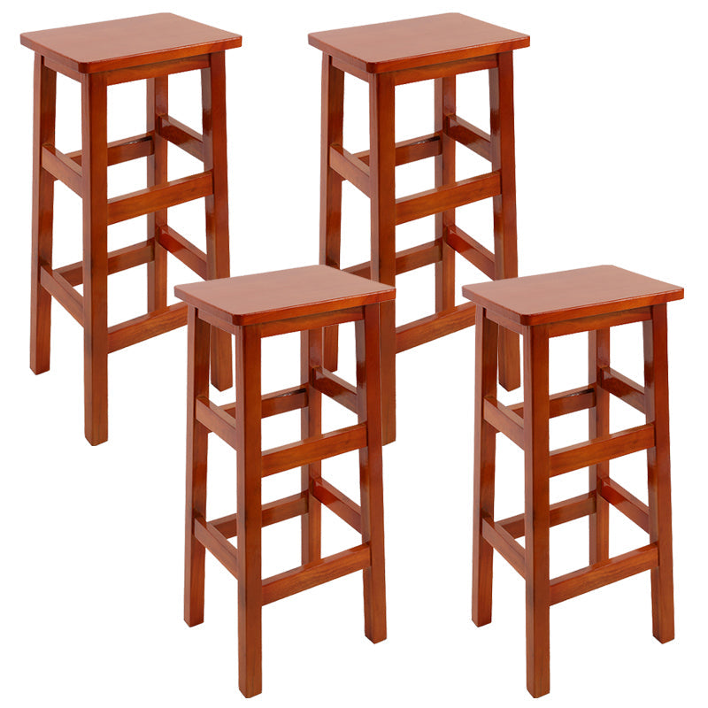 Silla alta sin brazos de madera industrial sin respaldo del taburete del mostrador de madera sólida