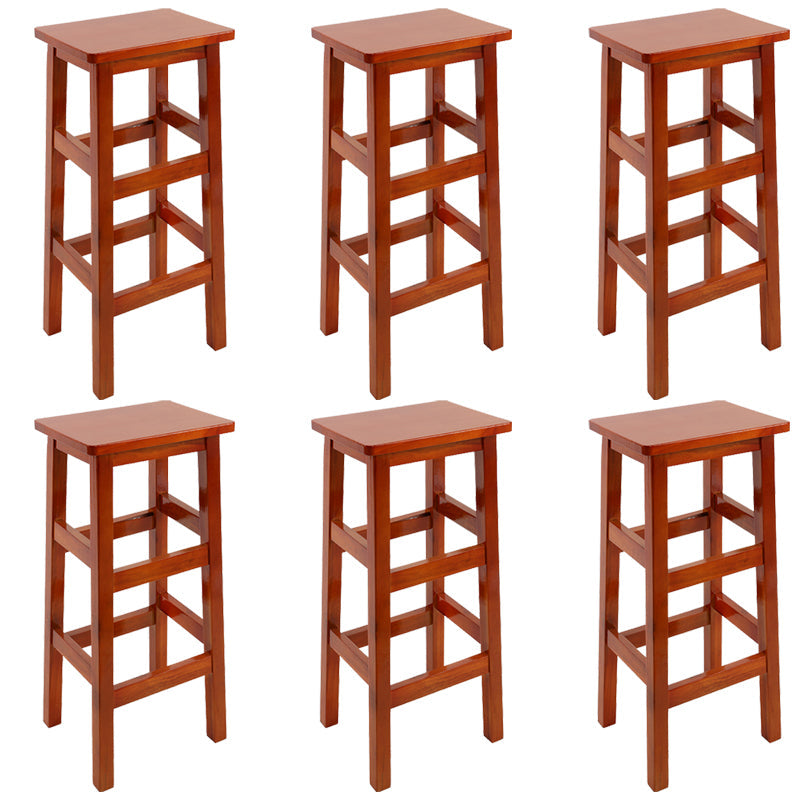 Silla alta sin brazos de madera industrial sin respaldo del taburete del mostrador de madera sólida