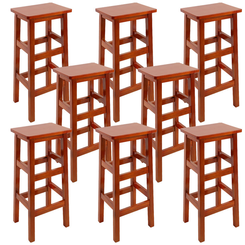 Silla alta sin brazos de madera industrial sin respaldo del taburete del mostrador de madera sólida