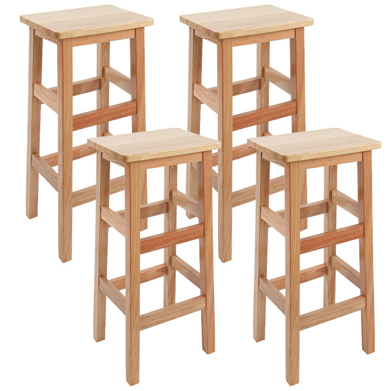 Silla alta sin brazos de madera industrial sin respaldo del taburete del mostrador de madera sólida