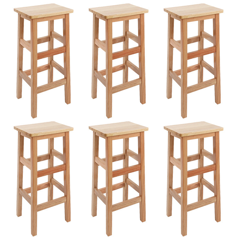 Silla alta sin brazos de madera industrial sin respaldo del taburete del mostrador de madera sólida
