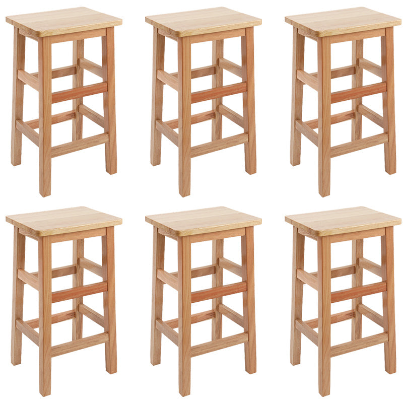 Silla alta sin brazos de madera industrial sin respaldo del taburete del mostrador de madera sólida