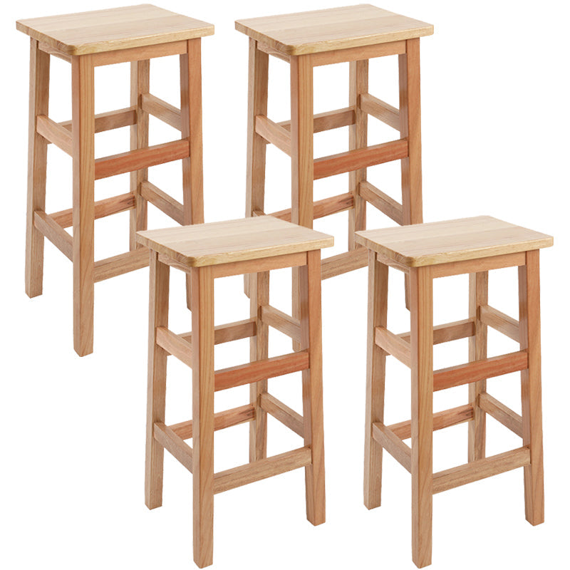 Silla alta sin brazos de madera industrial sin respaldo del taburete del mostrador de madera sólida