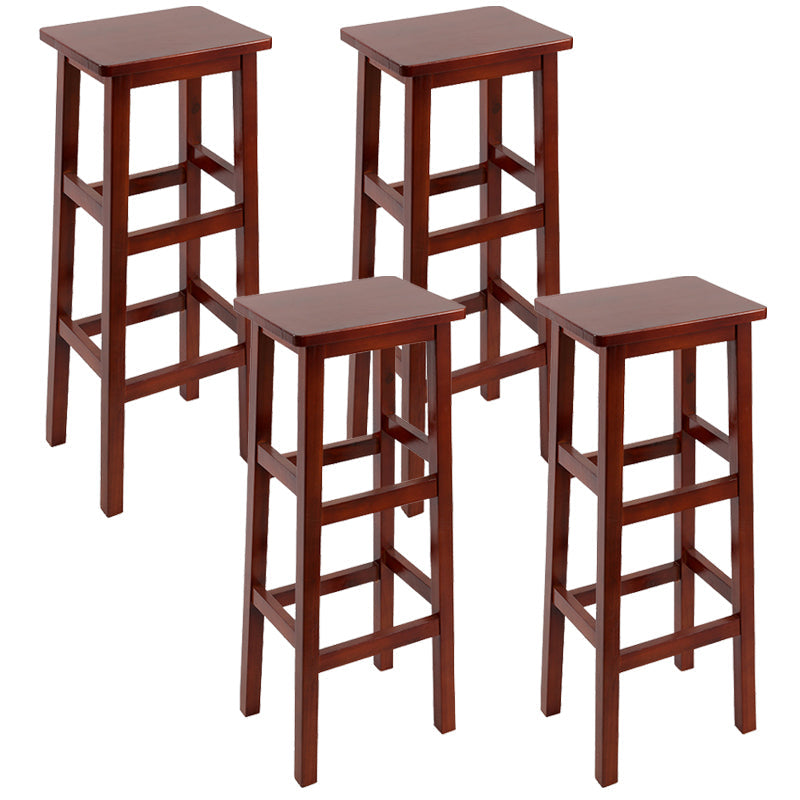 Silla alta sin brazos de madera industrial sin respaldo del taburete del mostrador de madera sólida