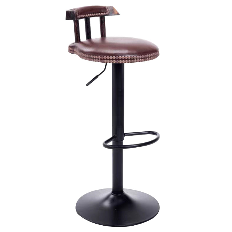 Industrial Backrest Chair with Metal Base Adjustable High Chair for Bistro Bar Brown 1 Piece Clearhalo 'Bar Furniture' 'Bar Stools' 'bar_stools' 'furn' 'furn_bar_stools' 'Furniture' 'Kitchen & Dining Furniture' 6289163