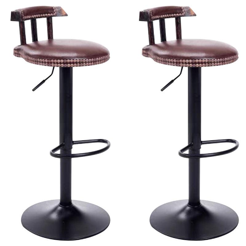 Industrial Backrest Chair with Metal Base Adjustable High Chair for Bistro Bar Brown 2 Piece Set Clearhalo 'Bar Furniture' 'Bar Stools' 'bar_stools' 'furn' 'furn_bar_stools' 'Furniture' 'Kitchen & Dining Furniture' 6289164