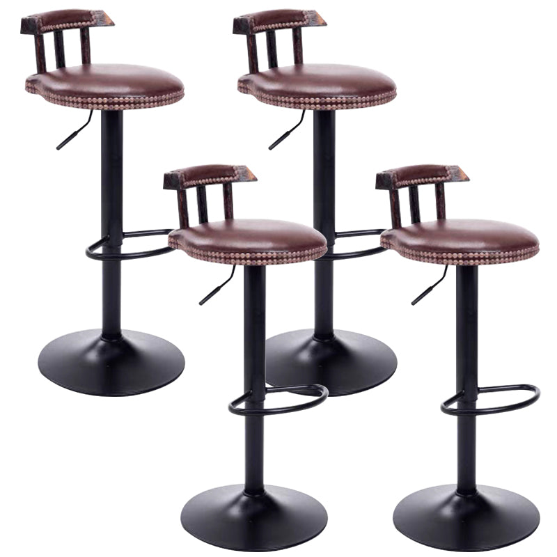 Industrial Backrest Chair with Metal Base Adjustable High Chair for Bistro Bar Brown 4 Piece Set Clearhalo 'Bar Furniture' 'Bar Stools' 'bar_stools' 'furn' 'furn_bar_stools' 'Furniture' 'Kitchen & Dining Furniture' 6289165
