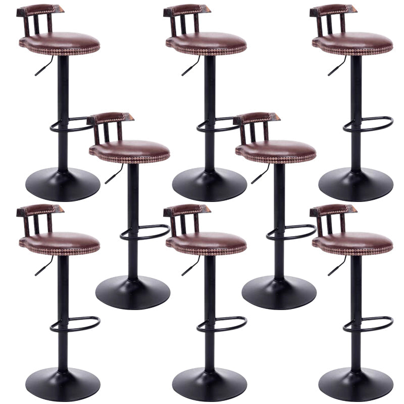 Industrial Backrest Chair with Metal Base Adjustable High Chair for Bistro Bar Brown 8 Piece Set Clearhalo 'Bar Furniture' 'Bar Stools' 'bar_stools' 'furn' 'furn_bar_stools' 'Furniture' 'Kitchen & Dining Furniture' 6289167