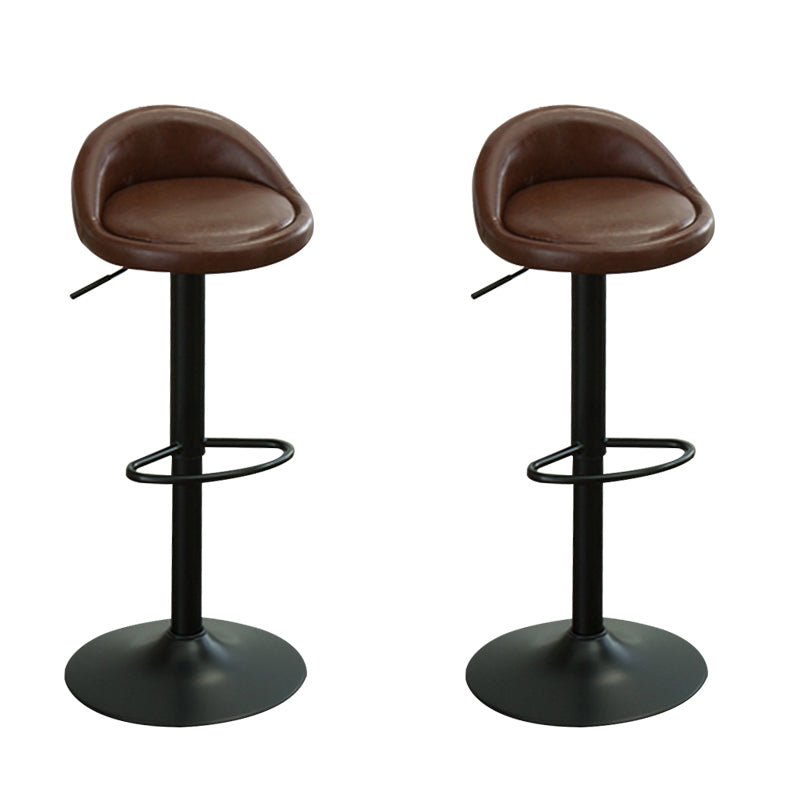 Industrial Backrest Chair with Metal Base Adjustable High Chair for Bistro Bar Dark Brown 2 Piece Set Clearhalo 'Bar Furniture' 'Bar Stools' 'bar_stools' 'furn' 'furn_bar_stools' 'Furniture' 'Kitchen & Dining Furniture' 6289169