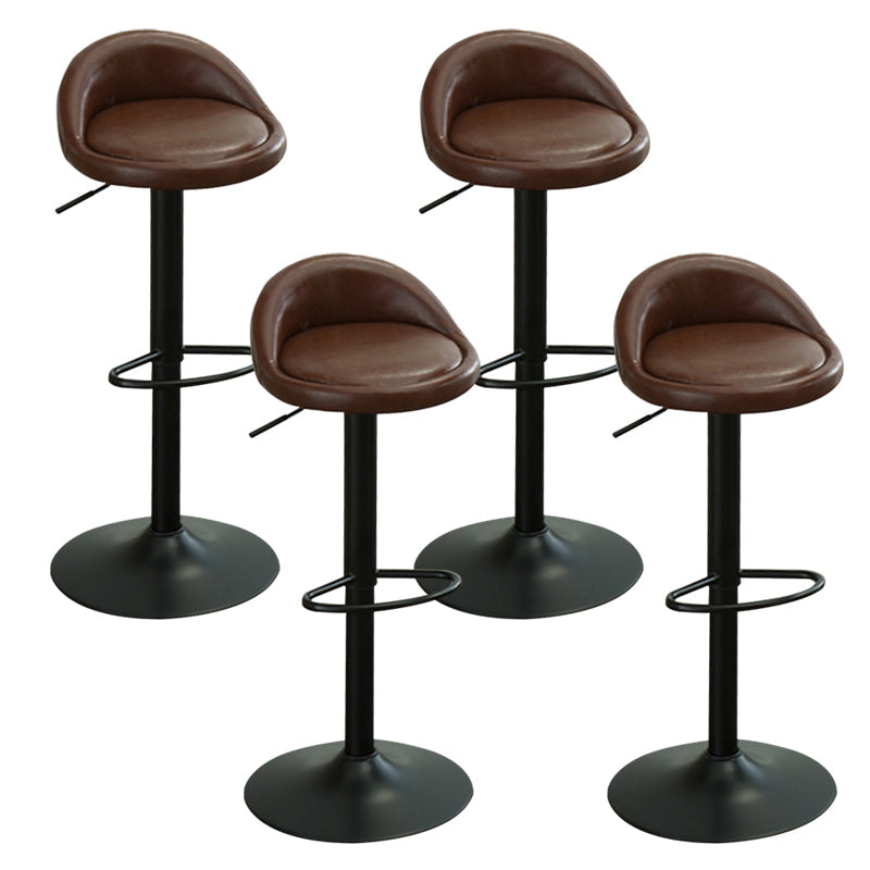 Industrial Backrest Chair with Metal Base Adjustable High Chair for Bistro Bar Dark Brown 4 Piece Set Clearhalo 'Bar Furniture' 'Bar Stools' 'bar_stools' 'furn' 'furn_bar_stools' 'Furniture' 'Kitchen & Dining Furniture' 6289170