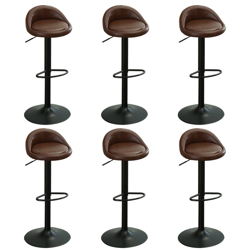 Industrial Backrest Chair with Metal Base Adjustable High Chair for Bistro Bar Dark Brown 6 Piece Set Clearhalo 'Bar Furniture' 'Bar Stools' 'bar_stools' 'furn' 'furn_bar_stools' 'Furniture' 'Kitchen & Dining Furniture' 6289171
