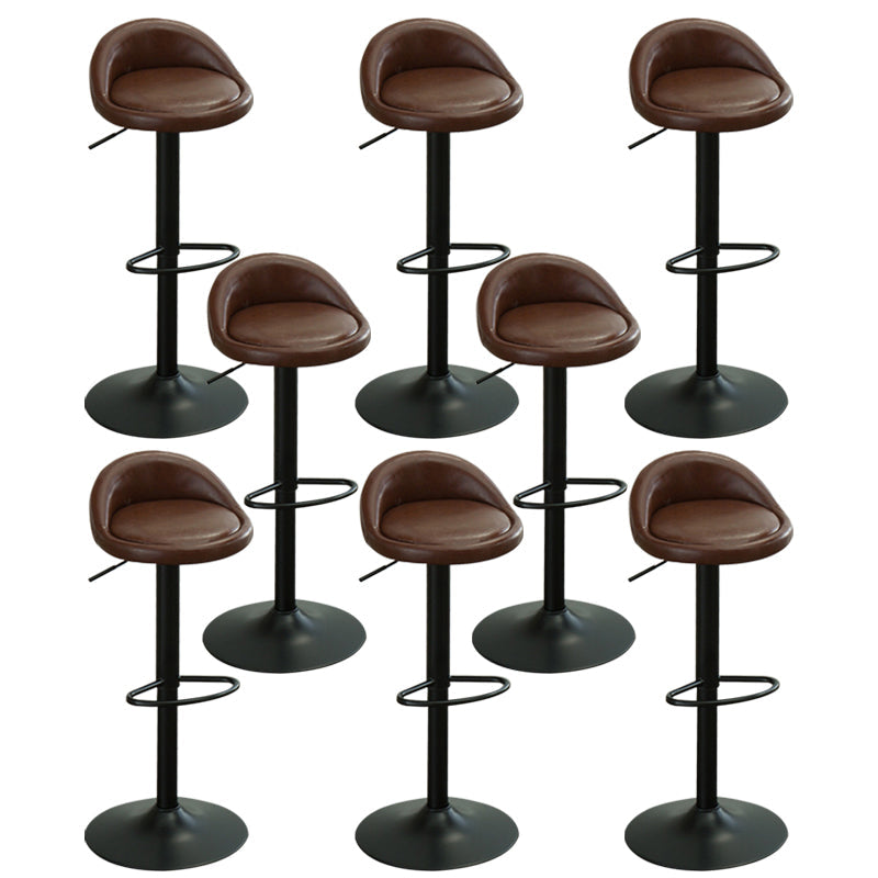 Industrial Backrest Chair with Metal Base Adjustable High Chair for Bistro Bar Dark Brown 8 Piece Set Clearhalo 'Bar Furniture' 'Bar Stools' 'bar_stools' 'furn' 'furn_bar_stools' 'Furniture' 'Kitchen & Dining Furniture' 6289172