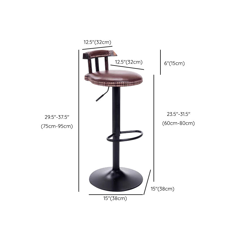Industrial Backrest Chair with Metal Base Adjustable High Chair for Bistro Bar Clearhalo 'Bar Furniture' 'Bar Stools' 'bar_stools' 'furn' 'furn_bar_stools' 'Furniture' 'Kitchen & Dining Furniture' 6289173