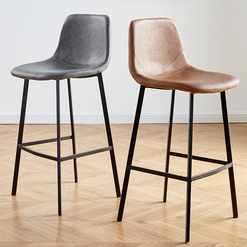 Faux Leather Armless Counter Stool Modern Style Low Back Bar Stool for Indoor Clearhalo 'Bar Furniture' 'Bar Stools' 'bar_stools' 'furn' 'furn_bar_stools' 'Furniture' 'Kitchen & Dining Furniture' 6289176