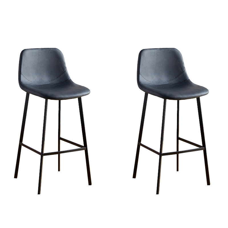 Faux Leather Armless Counter Stool Modern Style Low Back Bar Stool for Indoor Black 2 Piece Set Counter Stool(26"H) Clearhalo 'Bar Furniture' 'Bar Stools' 'bar_stools' 'furn' 'furn_bar_stools' 'Furniture' 'Kitchen & Dining Furniture' 6289178