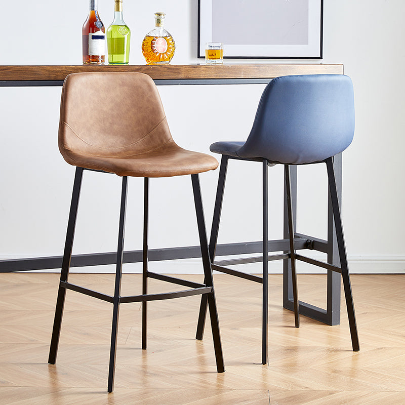 Faux Leather Armless Counter Stool Modern Style Low Back Bar Stool for Indoor Clearhalo 'Bar Furniture' 'Bar Stools' 'bar_stools' 'furn' 'furn_bar_stools' 'Furniture' 'Kitchen & Dining Furniture' 6289180