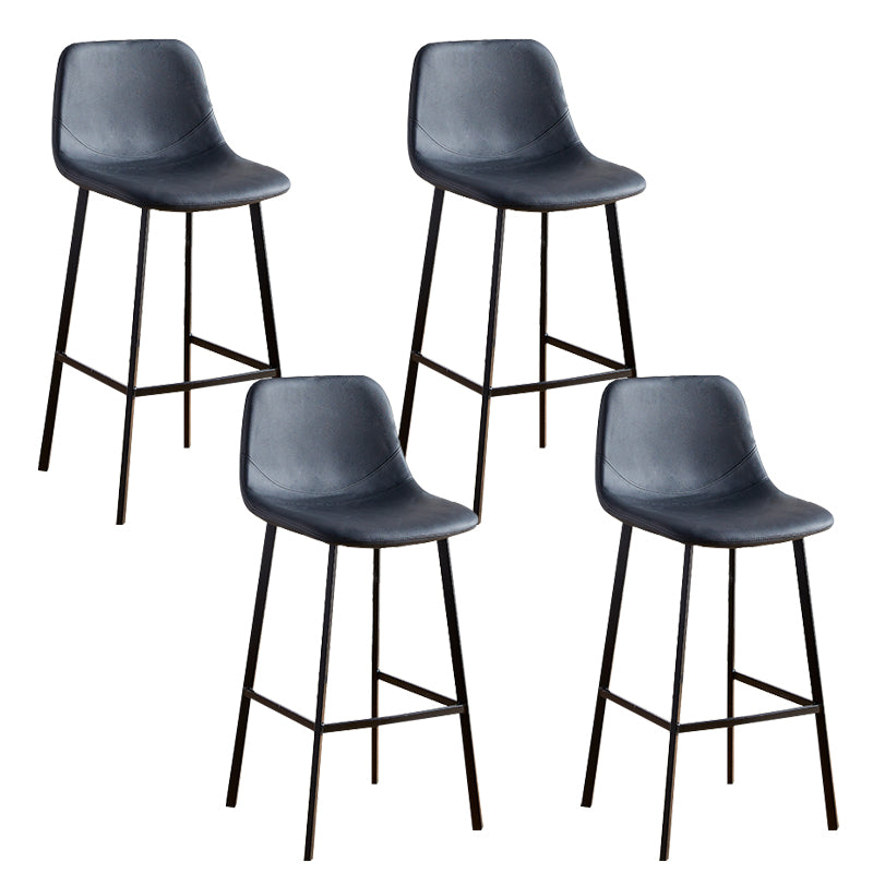 Faux Leather Armless Counter Stool Modern Style Low Back Bar Stool for Indoor Black 4 Piece Set Counter Stool(26"H) Clearhalo 'Bar Furniture' 'Bar Stools' 'bar_stools' 'furn' 'furn_bar_stools' 'Furniture' 'Kitchen & Dining Furniture' 6289181